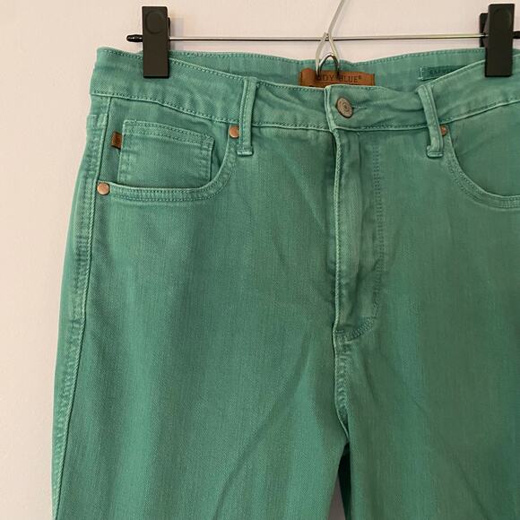 Judy Blue Teal Green Garment Dyed Bootcut Frayed Jeans Women's size 11 / 30 - Picture 3 of 11